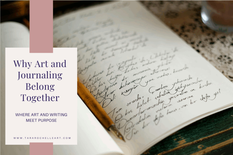 Open journal with handwritten script and a wooden pen resting on the page, evoking creative reflection and writing practice.
