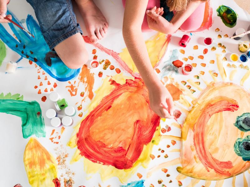 Childlike painting to reflect how to start art journaling without needing art skills