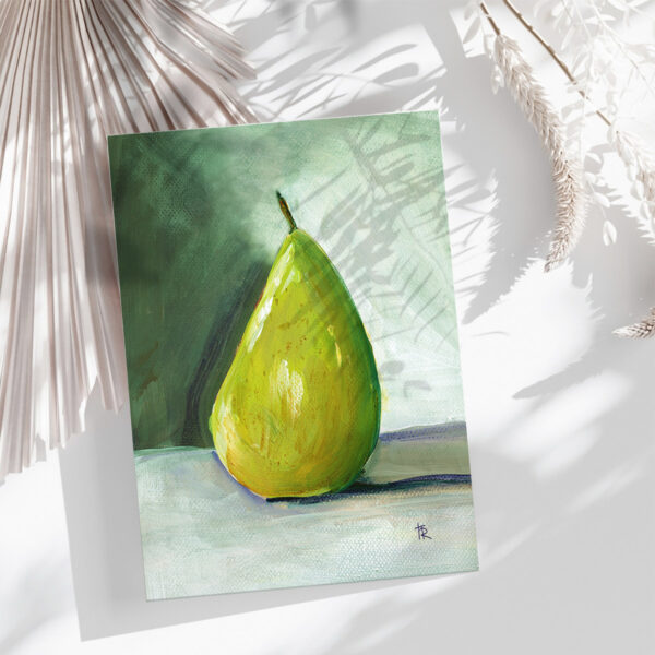 Unframed acrylic fruit art print styled in bright light.