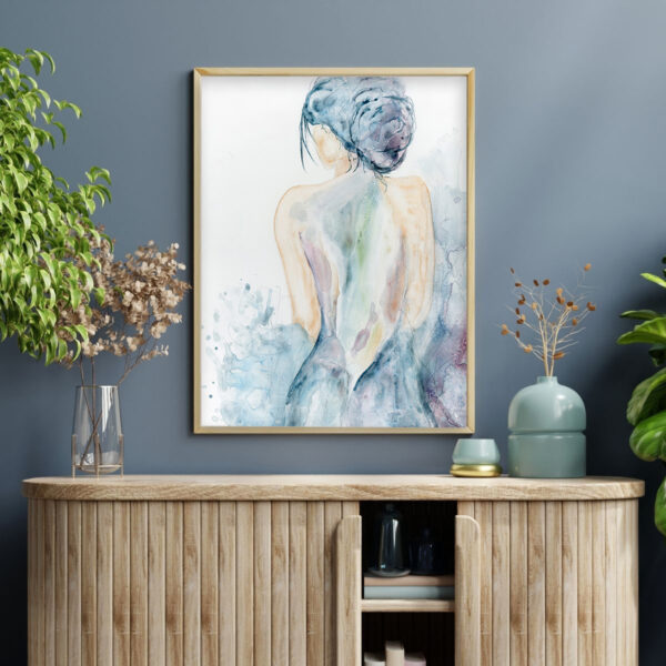 Atmospheric watercolor original figure art by Tara Rochelle