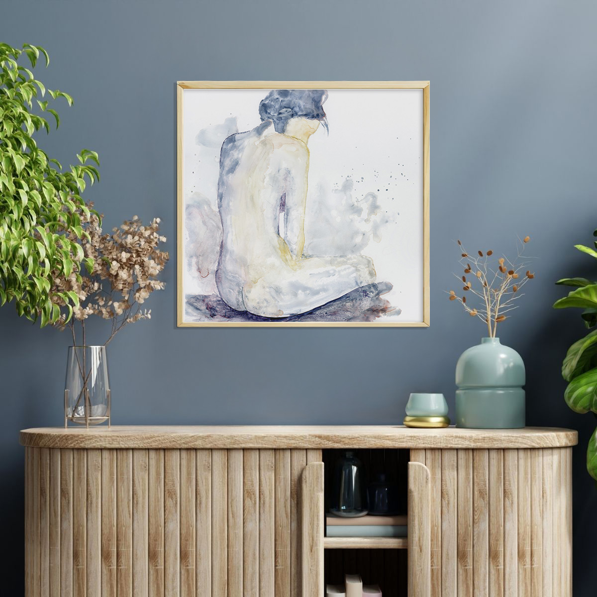 Atmospheric watercolor original figure art by Tara Rochelle