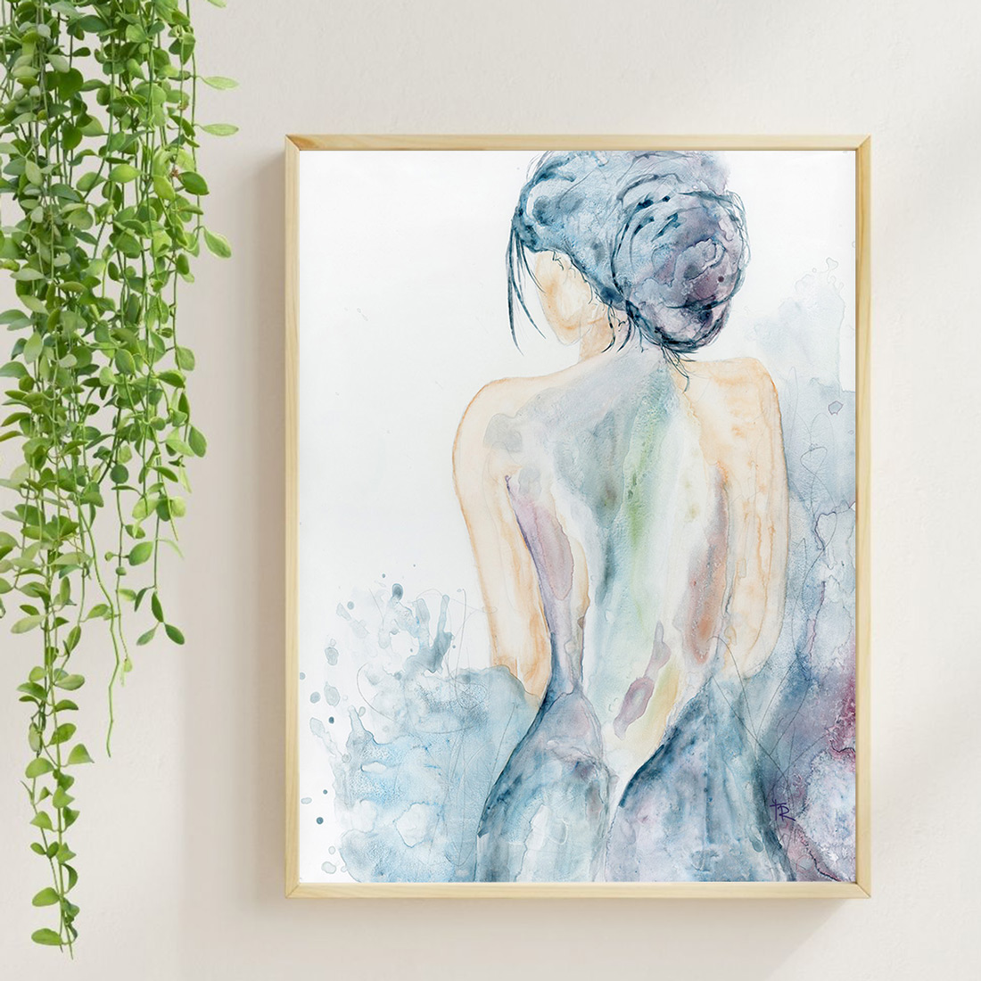 Atmospheric watercolor original figure art by Tara Rochelle