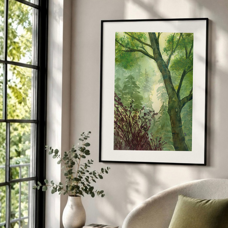 Watercolor-Landscape-ForestCanope-GreenReadingCloseUp-TaraRochelle